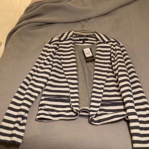 Baccini XL blue white striped blazer NWT